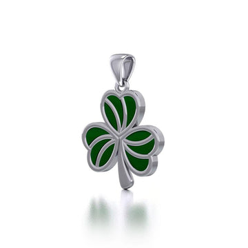 Enamel Shamrock Clover Silver Pendant TPD5160 - Jewelry